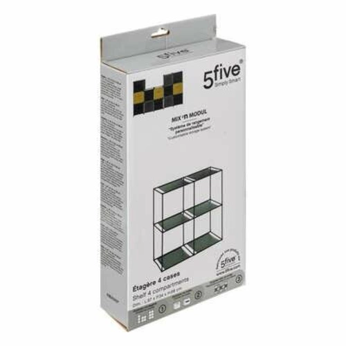 Regał metalowy na książki Mix n`Modul czarny nowoczesny 4-komorowy do sypialni 5five